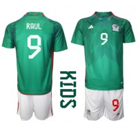 Billiga Mexiko Raul Jimenez #9 Barnkläder Hemma fotbollskläder till baby VM 2022 Kortärmad (+ Korta byxor)